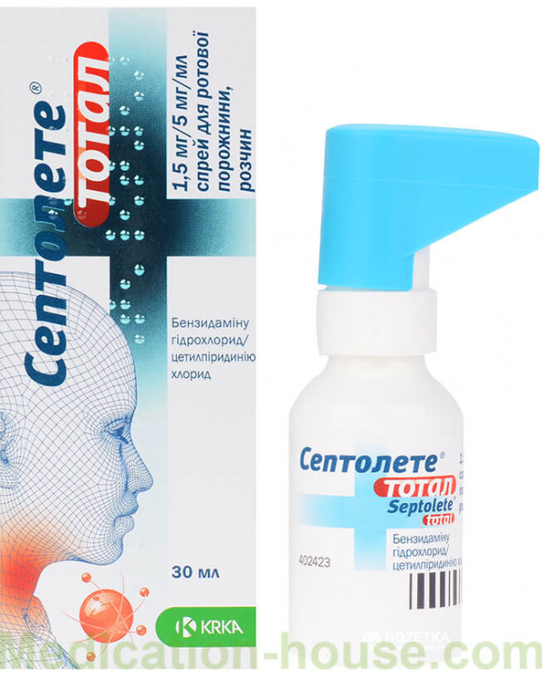 Septolete Total spray 0.15mg + 0.5mg/dose 30ml 250doses